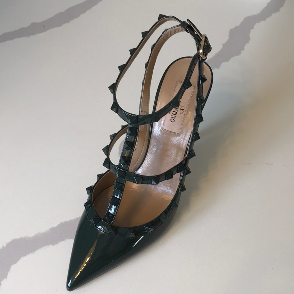 Valentino rock stud green shoes